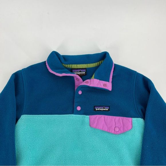 Patagonia Synchilla Jacket Women‎ XXS Blue Pink Multicolor Color Block Fleece - Picture 2 of 10